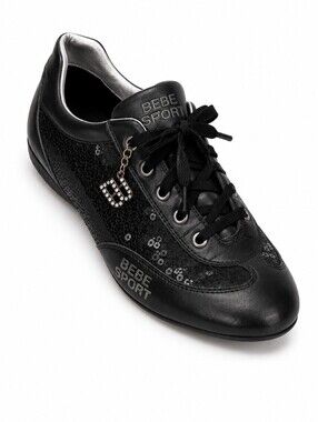 Bebe Sport Black Sequins Rhinestone Detail Ballet Sneakers Size 9